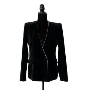 ZARA BLACK VELVET RINESTONE DOUBLE-BREASTED BLAZER SIZE S